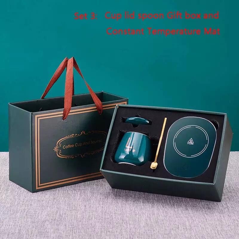 Ceramic Coffee Cup With Heating Pad, Mug Warmer Mat Ceramic Coffee Cup With Heating Pad, Mug Warmer Mat
